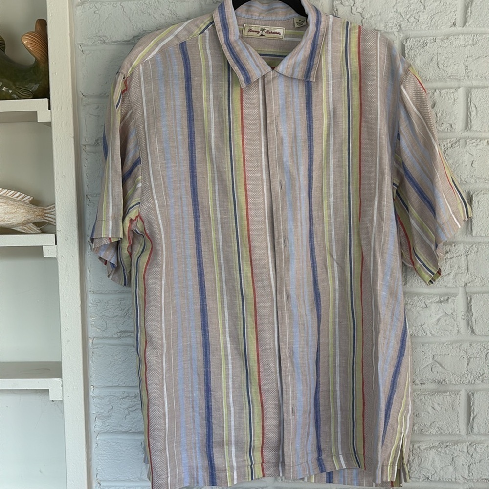 Tommy Bahama 100% Linen Casual Button Down Short Sleeve Size Medium